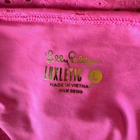 Lilly Pulitzer - NWT Asana Bra Tank Top Pink Eyelet Racerback Shelf Bra Sz L - Picture 6 of 9